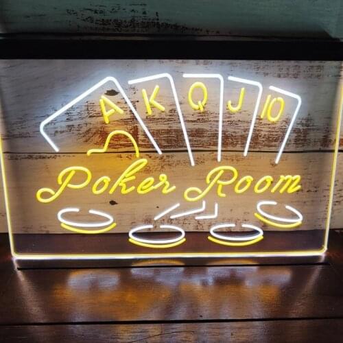 SS086 Poker Room Dual Color LED Neon Sign