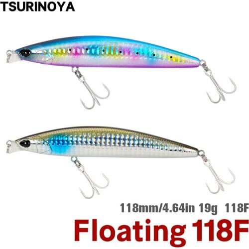 TSURINOYA 118mm 19g Shallow Range Floating 0-0.3m Minnow Bait Long Casting Fishing Lure Pesca Hard Bait Peche Fishing Wobbler