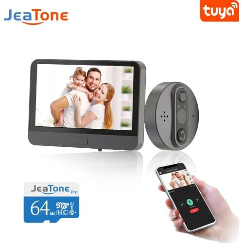 Doornanny Tuya Smart Video Doorbell 720P WiFi Video Peephole APP Remote Dual-Way Conversation Smart Video Doorbell WIreless WiFi