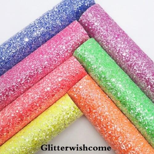 Glitterwishcome 21X29CM A4 Size Vinyl For Bows Chunky Glitter Leather fabric Vinyl for Bows, GM3135A