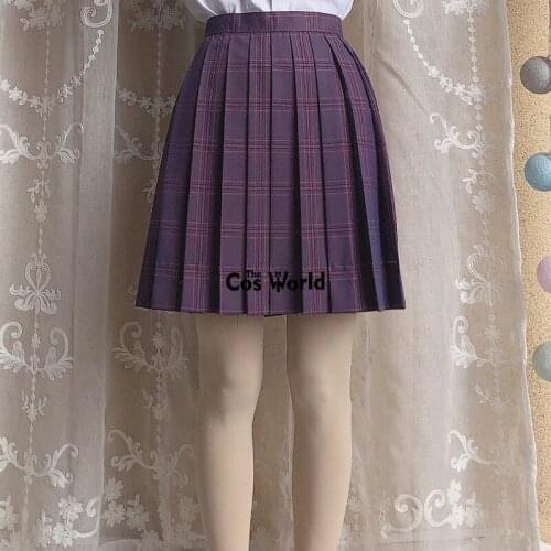 [Wistaria] Girls Womens Japanese Summer High Waist Pleated Plaid Skirts For JK School Uniform Students Cloths