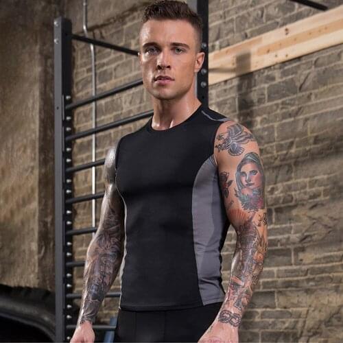 Printed Fitness Vest For Men Outdoor Sports Running Tights Quick-Drying Wicking Stretch Waistcoat Sleeveless Crop Tops Active