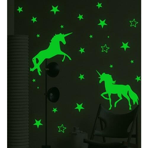 Star Glow In The Dark Wall Stickers Fluorescent Horse Creative Luminous Sticker For Kids Living Room Bedroom Decoration