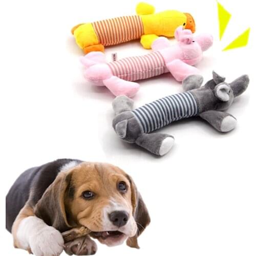 Squeak Chew Dog Toys Sound Dolls Dog Cat Fleece Pet Funny Plush Toys Elephant Duck Pig Fit for All Pets Durability