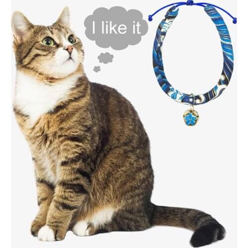 1 Pcs Adjustable Cat Collar Creative Cotton Printed Cats Bell Collars Anti-Lost Kitten Puppy Fashionable Collars Cat Accessories