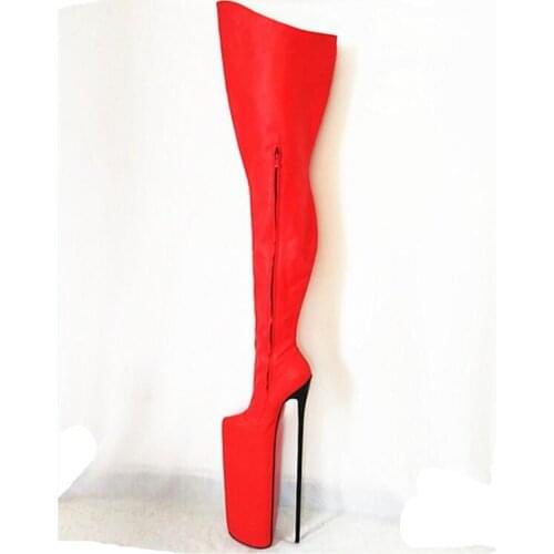 19.69in Heel Height Sexy Genuine Leather Pointed Toe Stiletto Heel Platform Over The Knee Boots US size 5-13 No.503