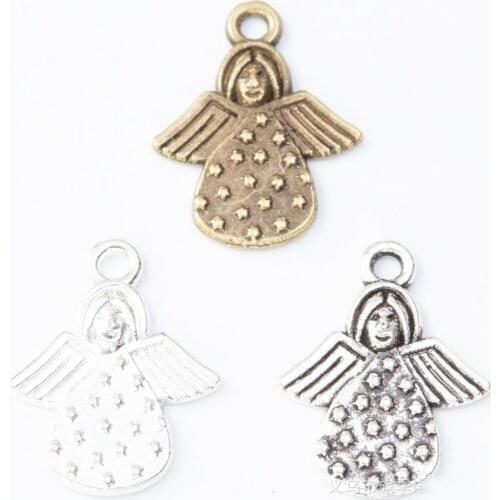 200pcs 14*18MM Antique silver color made for an angel charms vintage pendants for bracelet earring necklace diy jewelry making