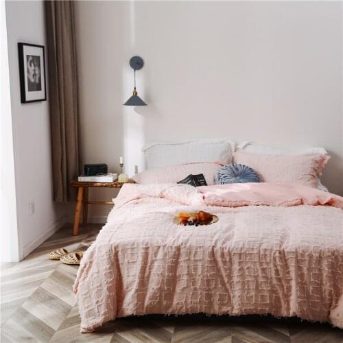 2020 Luxury 100% Cotton 3D Clipping Lattice Bedding Set Breathable Duvet Cover Sets Bed Sheet Pillowcases Queen King Size 4Pcs