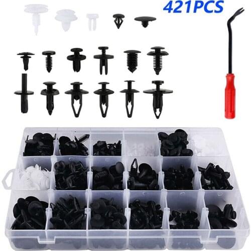 421PCS Auto Fastener Clip Mixed Car Body Push Retainer Pin Rivet Bumper Door Trim Panel Retainer Fastener Kit car accessories