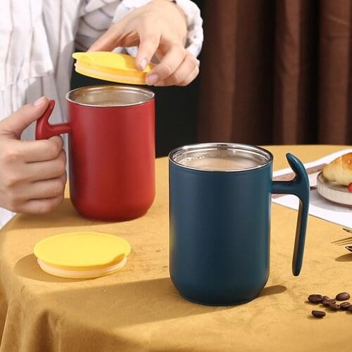 550ml Coffee Cup With Cover Office Water Cup Stainless Steel Milk Tea Cups Mugs Travel Tumbler Drinkware Removeable Water Bottle