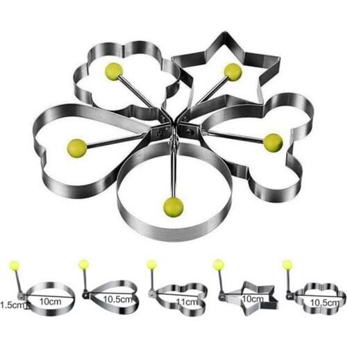 5PCS Stainless Steel Fried Egg Mold Pancake Mold Kitchen Cooking Tools Love Shaped Cook Fried Egg Mold