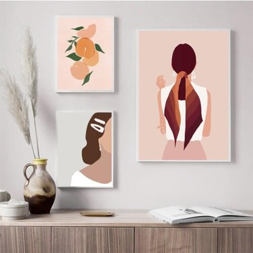 Abstract Fashion Girl Plant Flower Nordic Posters And Prints Wall Art Canvas Painting Wall Pictures For Living Room Decor