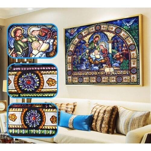 Diamond Painting By Number Religion Happy Family Display Rhinestones Partial Diamond Embroidery Cross Stitch Mosaic Home Decor