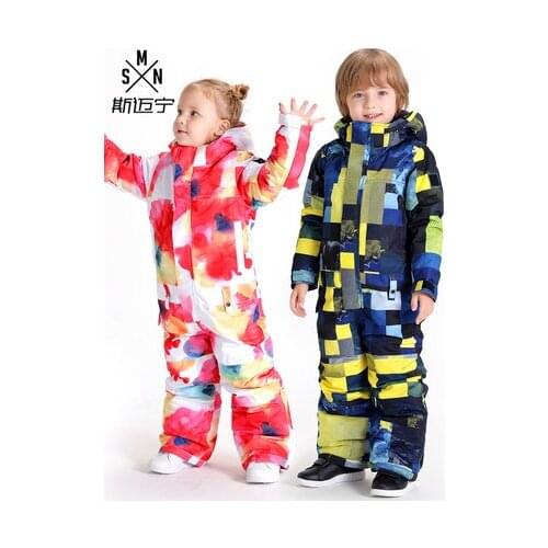 SMN Brand Kids One Piece Ski Suit Boys Skiing Suit Girls Snowboard Suit Windproof Waterproof Outdoor Sport Wear Child Winter New