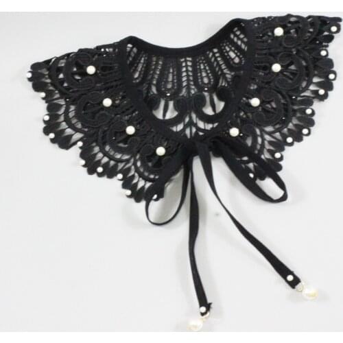 Black Hollow Fake Collars for Women Shirt Blouse Detachable Collar Neck Shawl Wrap False Collars Ladies Sweater Dress Decor