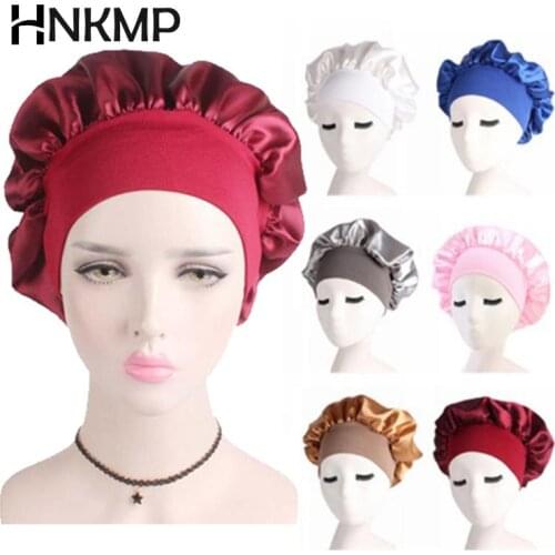 1 Piece Satin Bonnet Hair Caps Double Layer Adjust Sleep Night Cap Head Cover Hat For Curly Springy Hair Styling Accessories