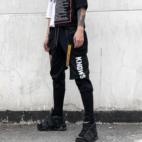 Spring Summer Hip Hop Joggers Cargo Harem Pants Men Long Big Pockets Zippers White Black Trousers
