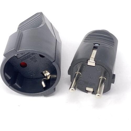 Euro German standard Extension Cord Connection Plug Male Female Butt EU Plug Socket 16A 250V Grounded Power Cable Connector