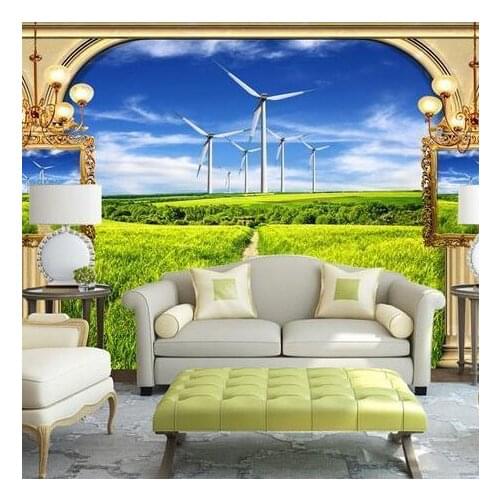 TV backdrop wallpaper warm living room bedroom 3d thick waterproof pastoral landscape Custom Size
