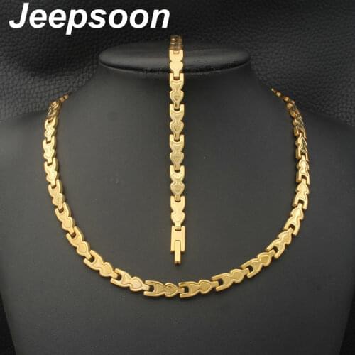 Hot Sell Wholesale Newest Fashion Stainless Steel Metal Silver and gold color Necklace And Bracelet Jewelry Set SFKJBYDI