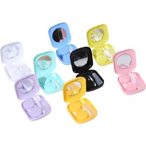 1 Pcs Pocket Portable Mini Contact Lens Case Easy Carry Make Up Beauty Pupil Storage Box Mirror Container Travel Kit Cute Style