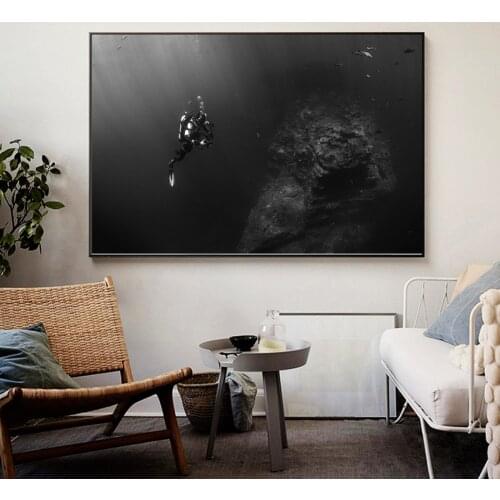Diving Effects Nordic Oil Painting Hanging Picture Poster Canvas Print Painting Wall Art Living Room Home Decoration