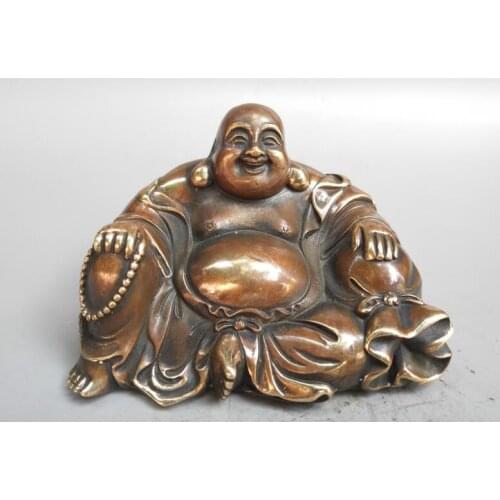 Chinese pure brass maitreya Buddha small statue