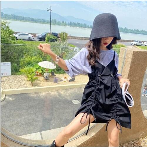 2021 Korea style girls 2 pcs set t-shirt+dress fashion summer girls suit 6-12t B329