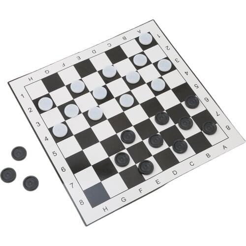 International Checkers Portable Folding Plastic Chess Game Board Size 33*33cm + 24pcs Chess