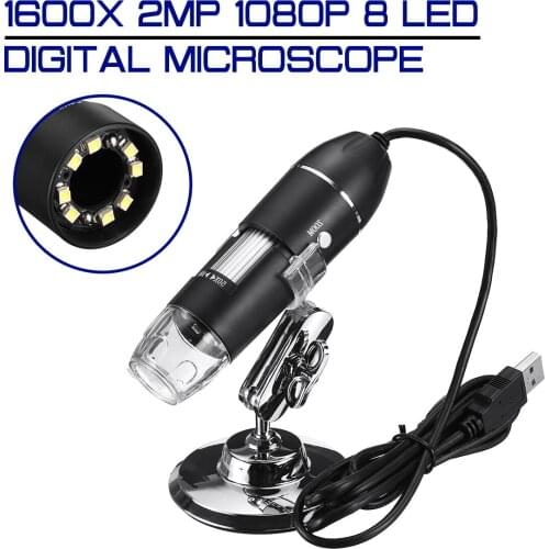 Microscope 1600X 2MP Adjustable 1080P Digital Type-C/Micro USB 8 LED Magnifier Electronic Stereo USB Endoscope For Phone PC