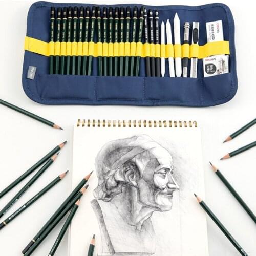 27PCS Sketch Pencil Set Professional Sketching Drawing Kit Wood Pencil Bags For Painter School Students Art Supplies 05868