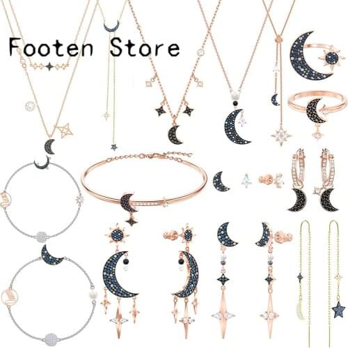 SWA Fashion Ladies Jewelry SYMBOLIC Series Suit Jewelry Set Classic Stars Moon Series Earring Necklace and Bracelet Women Gift