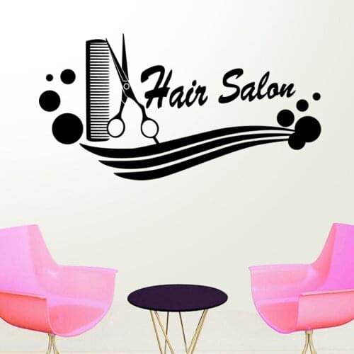 Hair Salon Wall Decal Beauty Salon Scissor Sticker Barber Shop Vinyl Wall Decals Decor Mural Hairdresser Glass Window Sticker