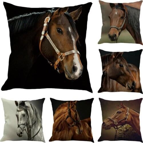 Animal Printed Cushion Covers for Car Chair Sofa 45x45 cm Polyester Horse Square Throw Pillow Cover 1 Piece Pillowcase Cheap