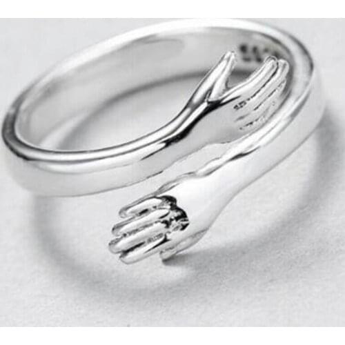 New European American Jewelry Love Hug Ring Retro Fashion Tide Flow Open Ring 2020 Solid Color Exquisite Men Woman Rings