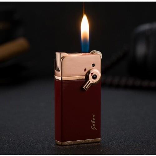 NEW Metal Double Fire Mini Torch Grinding Wheel Lighter 1300C Butane Gas Jet Lighter Cigarette Cigar Lighters Gadgets For Men