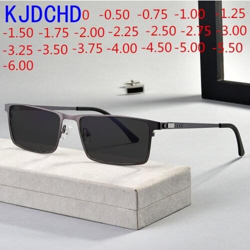 New titanium alloy mens fashion photochromic square myopia glasses ladies optical prescription glasses 0 -0.5 -0.75 to -6.0