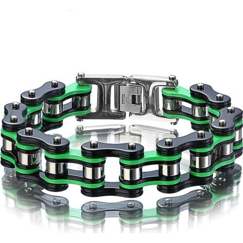 Wholesale Multicolor Motor Bicycle Biker Bracelets Mens Women Stainless Steel Green Bike Chain Bracelet Bangle Jewelry Gift 2020