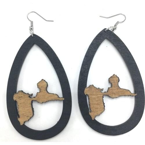 5pairs/lot Oval Guadeloupe Wood Earrings