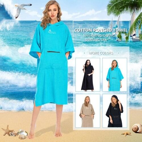 100% cotton hoodie towel poncho surf diving water sport changing towel robe