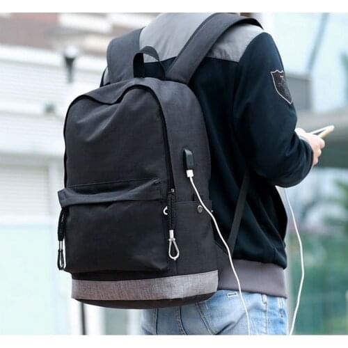 Canvas backpack men Casual Back Pack USB High school bags for Teenagers Boys Schoolbag teens black Large Capacity male Bagpack