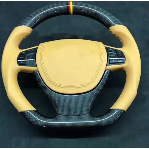Cuatomized Real Carbon Fiber Sports Steering Wheel Alcantara Leather compatible for BMW 5 series 525li 533Li 540Li 2012-2016
