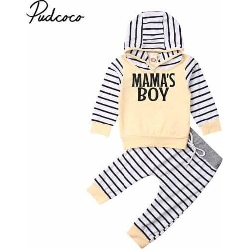 2019 Baby Spring Autumn Clothing Toddler Kids Baby Boy Tracksuit Pullover Top+Pants Casual Clothes Striped Outfits Set 0-24M