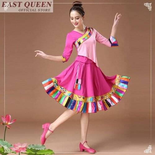 Traditional chinses clothing for women stage dance wear chinese folk dance two piece set top and pants or dress FF582 A
