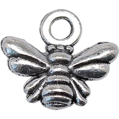 WYSIWYG 50pcs 10x11mm 2 Colors Small Bee Charms Bee Charms For Jewelry Making Honey Bee Charm