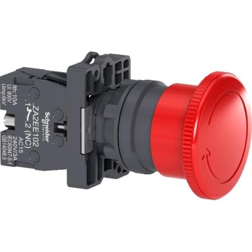 XA2ES542 Red Ø40 Emergency swtiching off push-button Ø22 non trigger - turn release 1NC