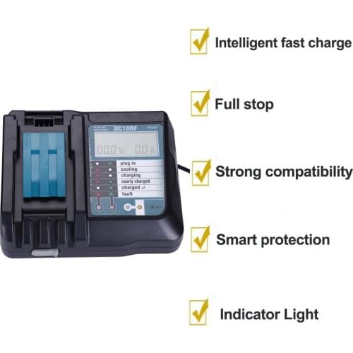 DC18RF DC18RA Li-ion Battery Charger with LCD Digital Display For Makita 14.4V 18V BL1830 BL1815 DC18RC BL1430