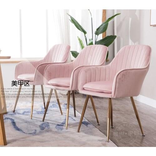Nordic Ins Style Iron Art Make Up Chair Bedroom Net Red Chair Manicure Chair Back Light Luxury Dining Chair Modern Simple Househ