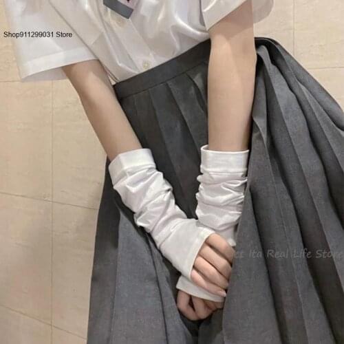 Cosplay Accessories Anime Arm Gloves for Women Arm Warmers Summer Long Sleeve Cute Fingerless Gloves Women White Black