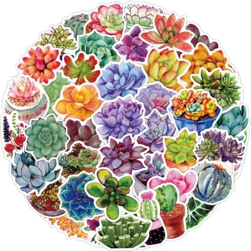 10/30/50pcs Cute Succulent Stickers Funny Plants Graffiti Toy Decals Waterproof DIY Scrapbook Phone Luggage Sealing Stickers Kid